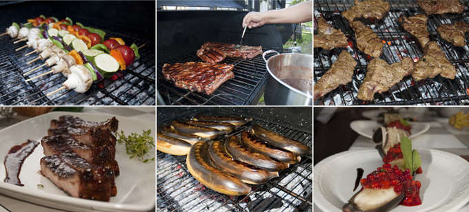 円のPlanchaのグリルの版が付いている驚かせる屋外BBQのテーブルの木炭喫煙者のバーベキューの火のグリルのCortenの鋼鉄BBQのテーブル