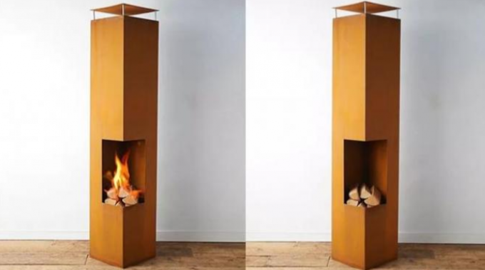 長方形の構造はCortenのChimineaを燃やす鋼鉄屋外の暖炉木を酸化させた