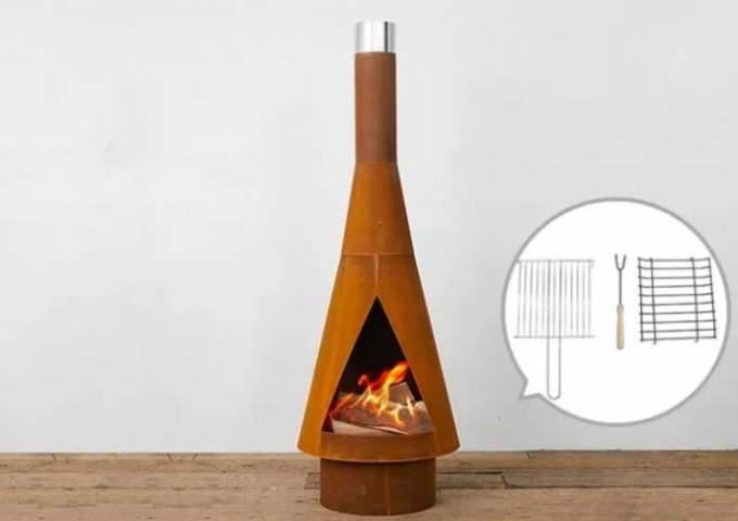 屋外の木製の非常に熱い暖炉の無作法なCortenの鋼鉄斜めのオベリスクChiminea