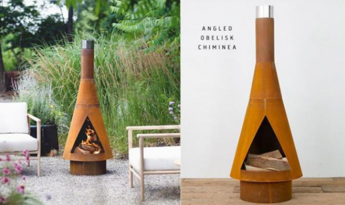 屋外の木製の非常に熱い暖炉の無作法なCortenの鋼鉄斜めのオベリスクChiminea