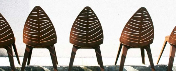 Mordenの設計錆ついた葉は金属の家具のCortenの鋼鉄ガーデン・チェアを形づけた