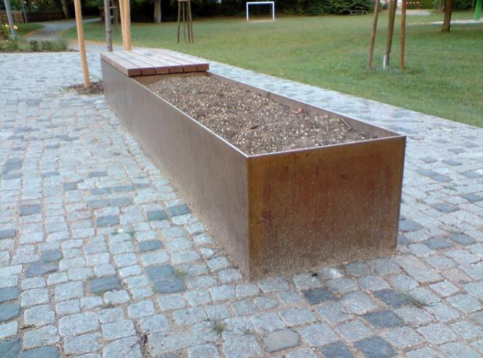 屋外の美化の金属のたらいの長方形のCorten鋼鉄プランター ベンチ