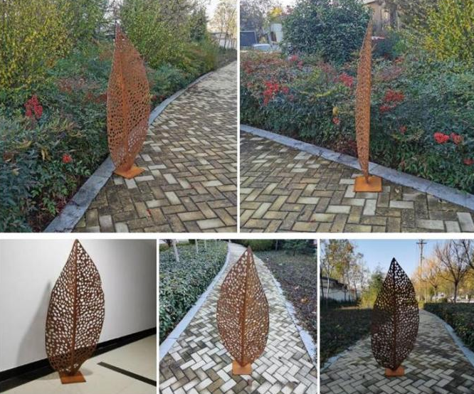 庭の装飾のための無作法な金属の木の芸術のCortenの鋼鉄Appleの葉の彫刻