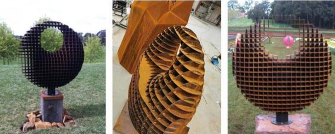 屋外の無作法な現代概要大きいリングCortenの鋼鉄金属の芸術の彫刻