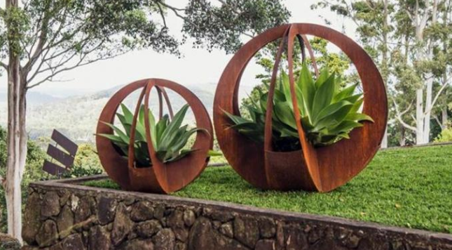 庭の景色のための装飾的な屋外の大きいCortenの金属の花プランター