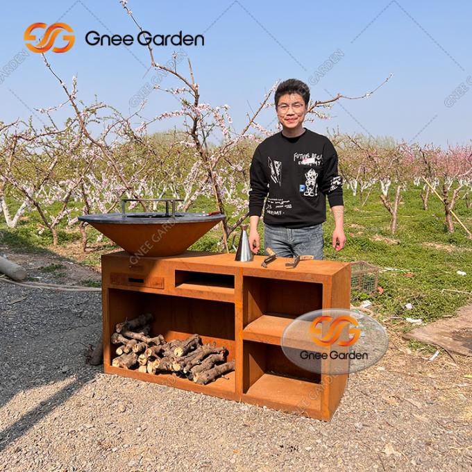 独特なバーベキューの木炭はCorten屋外の台所のための鋼鉄Bbqのグリルを焼く
