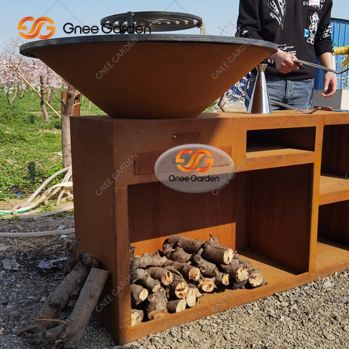独特なバーベキューの木炭はCorten屋外の台所のための鋼鉄Bbqのグリルを焼く