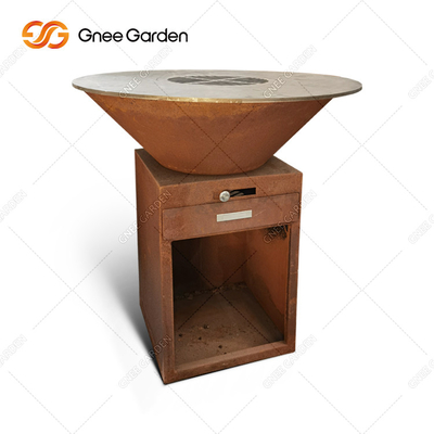 木製の非常に熱いCortenの鋼鉄Bbqは屋外の錆のBraseroのバーベキュー党のために焼く