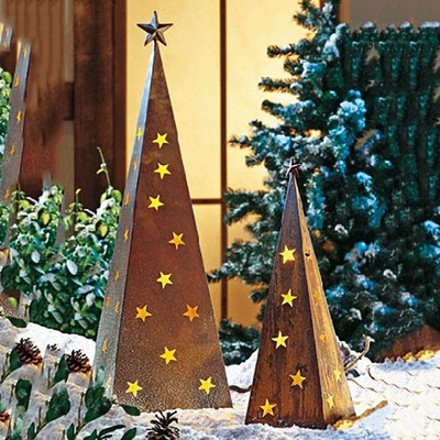 500mmのクリスマスの金属の庭はLEDが付いているCortenの庭の装飾を飾る