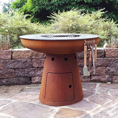 Cortenの鋼鉄屋外の調理は100cm Cortenのバーベキューのための鋼鉄火ピットを焼く