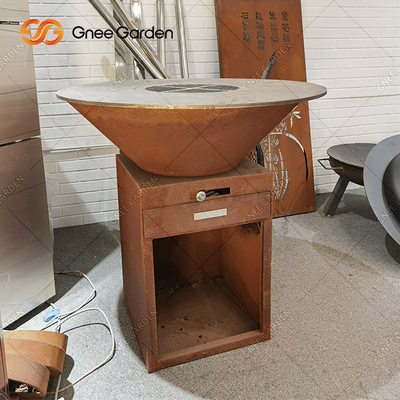 木製の非常に熱いCorten鋼鉄屋外BBQのテーブル・ファイア ピットの木炭バーベキューのグリル