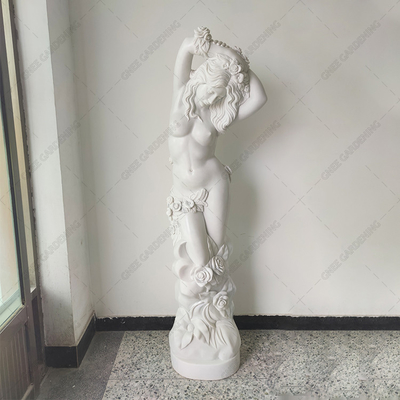 自然で白い大理石の石の屋外の庭の彫刻手は切り分けた