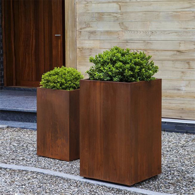 鋼鉄長方形の植木鉢/花プランターを風化させる屋外の金属