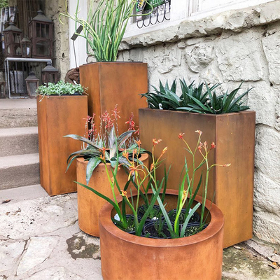 Cortenの鋼鉄プランター大きい屋外の正方形の金属の植木鉢をカスタマイズしなさい