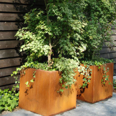 Cortenの鋼鉄プランター大きい屋外の正方形の金属の植木鉢をカスタマイズしなさい