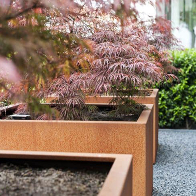 長方形のCorten鋼鉄プランター金属の立場の植木鉢