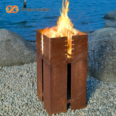 1200mm燃える装飾的な正方形のCortenの鋼鉄BBQのグリルの木炭