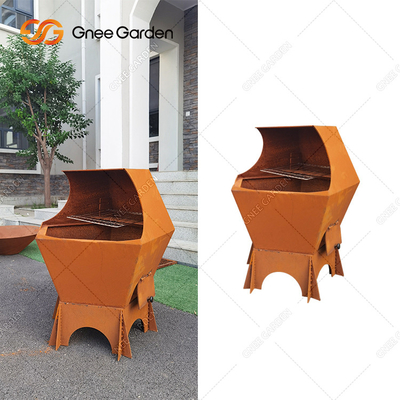 風化させた Corten の鋼鉄 Bbq の火ピット 3mm の円の Plancha との厚さ
