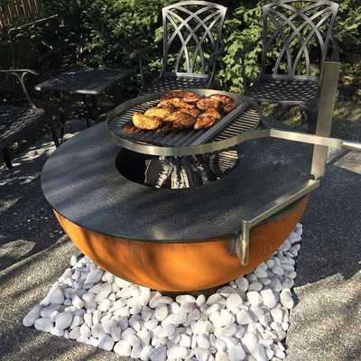 屋外のキャンプの調理のCortenの鋼鉄Bbqのグリルの装飾的な火ピットのグリル