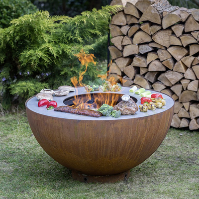 屋外のキャンプの調理のCortenの鋼鉄Bbqのグリルの装飾的な火ピットのグリル