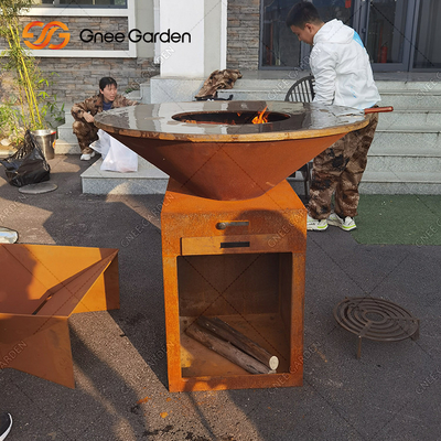 版の屋外の調理のグリルを調理する屋外のCortenの鋼鉄庭の火ピットBBQ