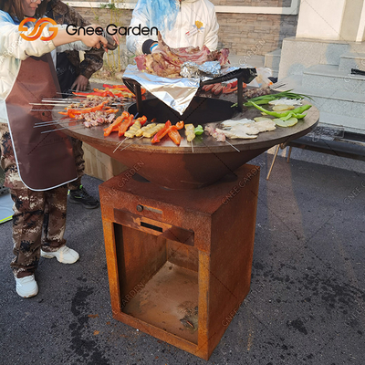 版の屋外の調理のグリルを調理する屋外のCortenの鋼鉄庭の火ピットBBQ