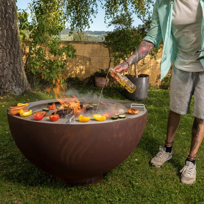 1000mmカスタマイズされたグリル リングが付いている屋外のCortenの鋼鉄火ピットBBQ