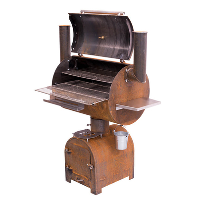 円のPlanchaのグリルの版を持つ屋外のCorten鋼鉄BBQの火のグリルの木炭喫煙者