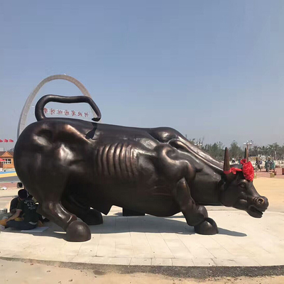 高さ180cm鮮やかな青銅色のBullの彫刻の屋外の景色の彫像