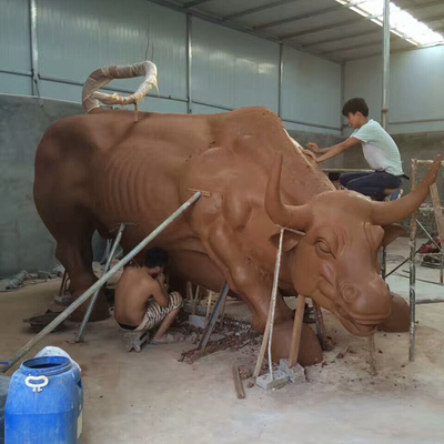 高さ180cm鮮やかな青銅色のBullの彫刻の屋外の景色の彫像