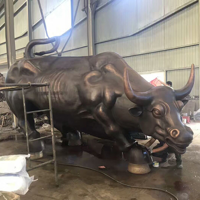 高さ180cm鮮やかな青銅色のBullの彫刻の屋外の景色の彫像