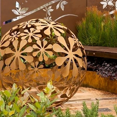 抽象的な空球のCortenの鋼鉄彫刻の金属の芸術の彫像