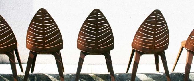 葉の形切断の屋外の金属の家具のCortenの鋼鉄椅子