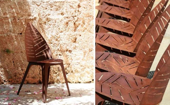 葉の形切断の屋外の金属の家具のCortenの鋼鉄椅子