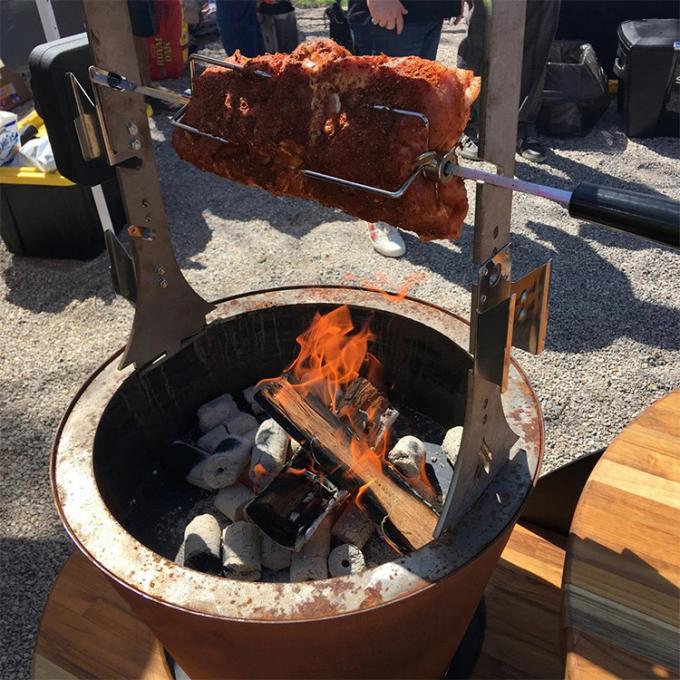 GN-BBQ-204庭のキャンプのための屋外のCortenの鋼鉄BBQのグリルを燃やす屋外の調理のまき