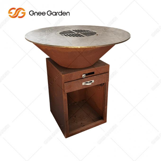 普及した木製の非常に熱い屋外の錆のbraseroのバーベキュー党は鋼鉄bbqのグリルをcorten