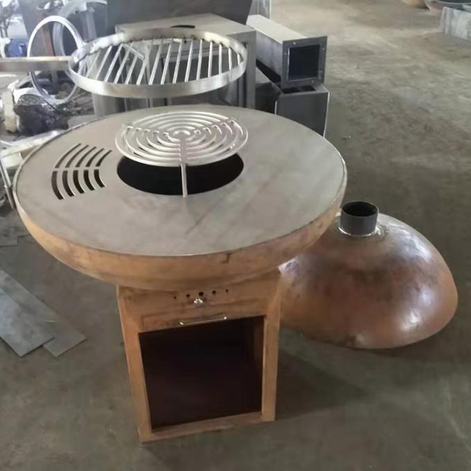 現代木炭使用を調理する屋外の台所BBQのための錆ついた終わりのCortenの鋼鉄火ピット