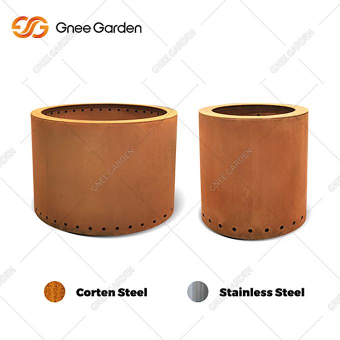 Cortenの鋼鉄火ピットの屋外のCortenの鋼鉄火ピットの錆ついた木製の焼却